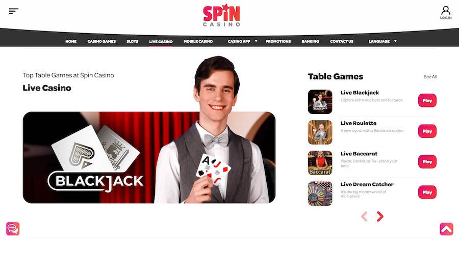 Spin Casino Live casino